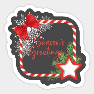 Season's Greeting Candy Cane Frame Sticker